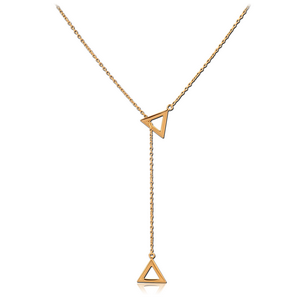 STERLING SILVER 925 GOLD PVD COATED NECKLACE WITH PENDANT - TRIANGLES