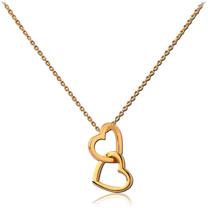 STERLING SILVER 925 GOLD PVD COATED NECKLACE WITH PENDANT - TWO HEART