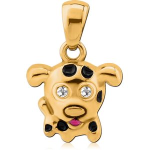 STERLING SILVER 925 GOLD PVD COATED JEWELLED PENDANT - DOG