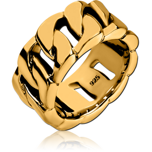 STERLING SILVER 925 GOLD PVD COATED RING - CHAIN