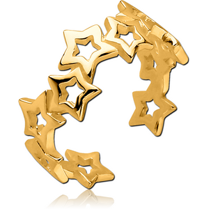 STERLING SILVER 925 GOLD PVD COATED OPEN RING - STARS