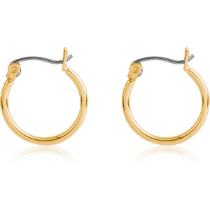 GOLD PVD COATED SURGICAL STEEL ROUND WIRE EAR HOOPS PAIR