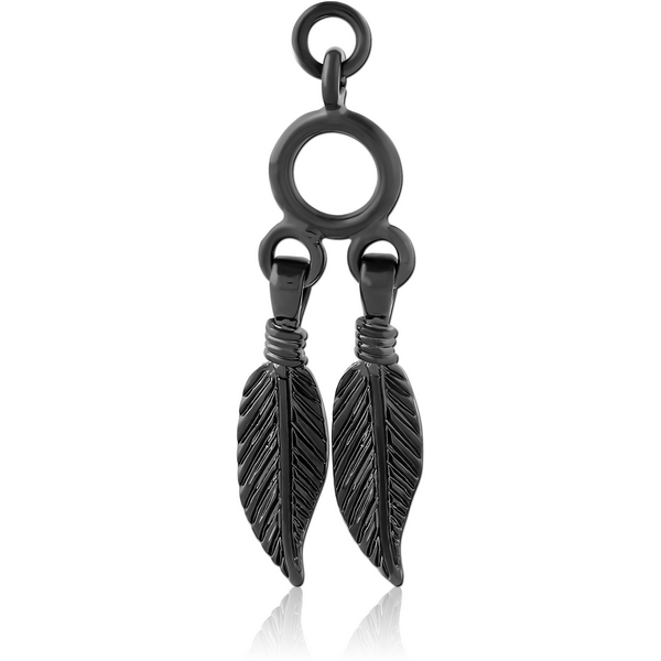 HEMETITE PVD COATED BRASS FEATHERS CHARM