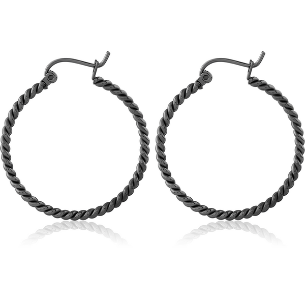 HEMETITE PVD COATED SURGICAL STEEL TWISTED WIRE EARRINGS