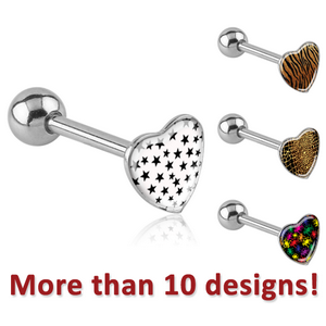 SURGICAL STEEL PICTURE HEART BARBELL