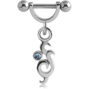 SURGICAL STEEL HELIX SHIELD WITH JEWELLED CHARM