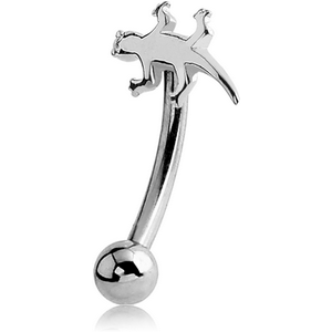 STERLING SILVER 925 HINGE CURVED MICRO BARBELL - SALAMANDER