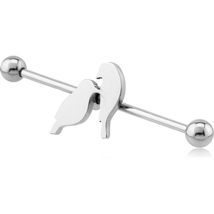 SURGICAL STEEL INDUSTRIAL BARBELL WITH 2 BIRDS