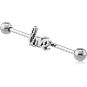 SURGICAL STEEL LOVE INDUSTRIAL BARBELL