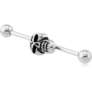 SURGICAL STEEL SKULL INDUSTRIAL BARBELL