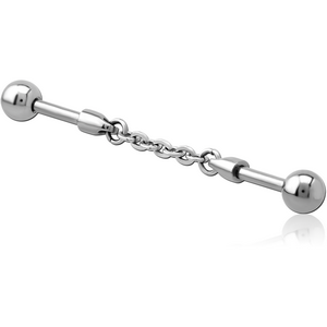 SURGICAL STEEL INDUSTRIAL BARBELL CHARM - CHAIN