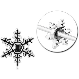 SURGICAL STEEL ADJUSTABLE SLIDING CHARM FOR INDUSTRIAL BARBELL - SNOWFLAKE