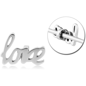 SURGICAL STEEL ADJUSTABLE SLIDING CHARM FOR INDUSTRIAL BARBELL - LOVE