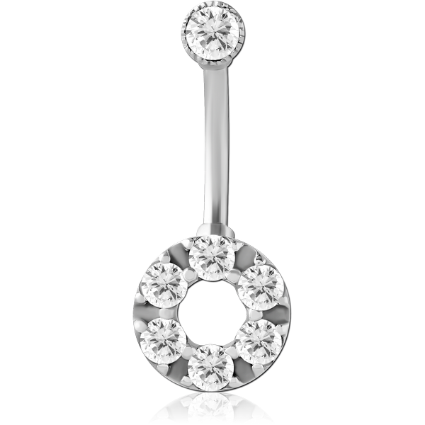 SURGICAL STEEL INTERNALLY THREADED DOUBLE JEWELLED NAVEL BANANA