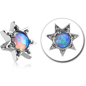 SURGICAL STEEL SYNTHETIC OPAL ATTACHMENT FOR 1.6MM INTERNALLY THREADED PINS - STAR