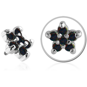 SURGICAL STEEL SYNTHETIC OPAL ATTACHMENT FOR 1.6MM INTERNALLY THREADED PINS - FLOWER