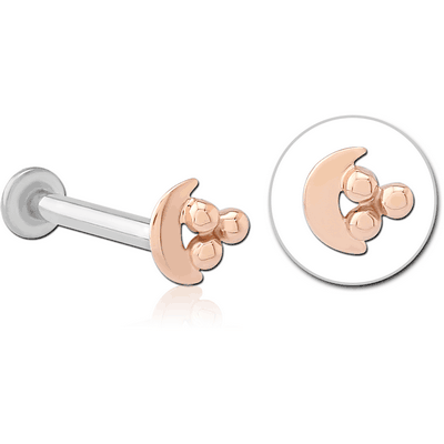 14K ROSE GOLD ATTACHMENT WITH SURGICAL STEEL INTERNALLY THREADED MICRO LABRET PIN