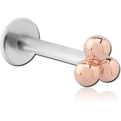 14K ROSE GOLD ATTACHMENT WITH SURGICAL STEEL INTERNALLY THREADED MICRO LABRET PIN