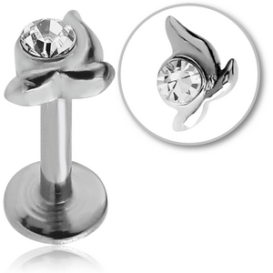 SURGICAL STEEL INTERNALLY THREADED JEWELLED MICRO LABRET