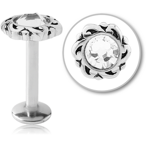 SURGICAL STEEL INTERNALLY THREADED JEWELLED MICRO LABRET - FLOWER