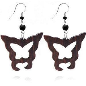 ORGANIC WOODEN EARRINGS PAIR BLACK -SONO