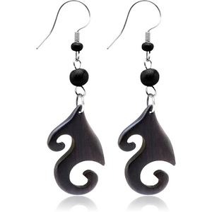 ORGANIC WOODEN EARRINGS PAIR BLACK -SONO