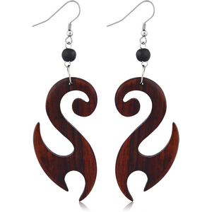 ORGANIC WOODEN EARRINGS PAIR BLACK -SONO