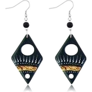 ORGANIC WOODEN EARRINGS PAIR PAINTED