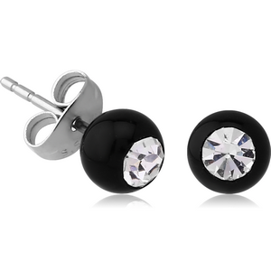 JEWELLED UV BALL EAR STUDS PAIR