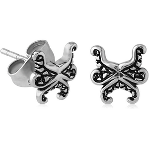 SURGICAL STEEL KOOL KATANA EAR STUDS PAIR - TENTACLES