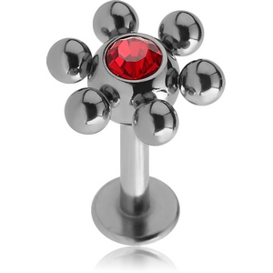 SURGICAL STEEL LABRET WITH JEWELLED FLOWER BALL