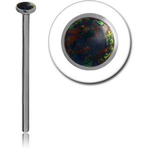 SURGICAL STEEL STRAIGHT NOSE STUD 19MM WITH SYNTHETIC OPAL