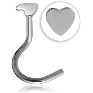 SURGICAL STEEL HEART LARGE CURVE NOSE STUD