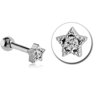 SURGICAL STEEL JEWELLED TRAGUS MICRO BARBELL - STAR