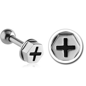 SURGICAL STEEL TRAGUS MICRO BARBELL - NUT HEAD