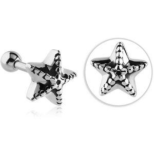 SURGICAL STEEL TRAGUS MICRO BARBELL - STARFISH