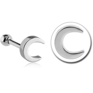 SURGICAL STEEL TRAGUS MICRO BARBELL - CRESCENT