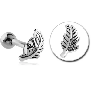 SURGICAL STEEL TRAGUS MICRO BARBELL - LEAF