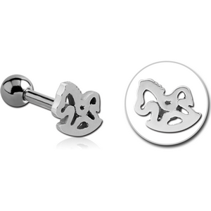 SURGICAL STEEL TRAGUS MICRO BARBELL - ROCKING HORSE