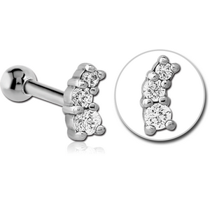 SURGICAL STEEL JEWELLED TRAGUS MICRO BARBELL