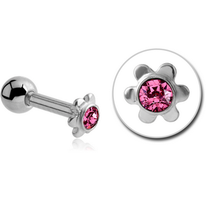 SURGICAL STEEL JEWELLED FLOWER TRAGUS MICRO BARBELL