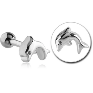 SURGICAL STEEL DOLPHIN TRAGUS MICRO BARBELL