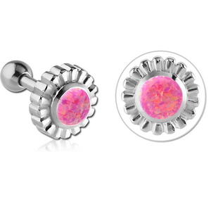 SURGICAL STEEL JEWELLED FLOWER TRAGUS MICRO BARBELL