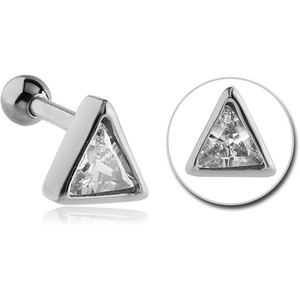 SURGICAL STEEL JEWELLED TRAGUS MICRO BARBELL - TRIANGLE