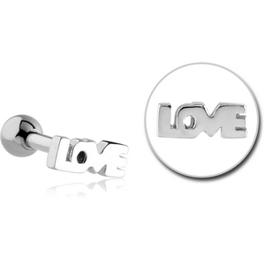 SURGICAL STEEL TRAGUS MICRO BARBELL - LOVE