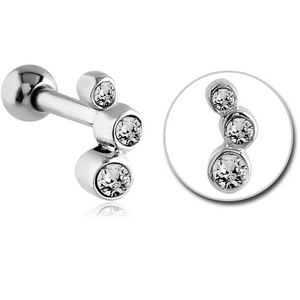 SURGICAL STEEL JEWELLED TRAGUS MICRO BARBELL