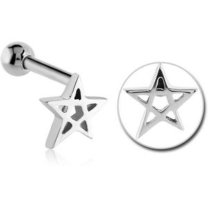 SURGICAL STEEL STAR TRAGUS MICRO BARBELL - INVERTED PENTAGRAM