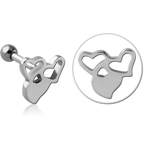 SURGICAL STEEL TRAGUS MICRO BARBELL - HEARTS