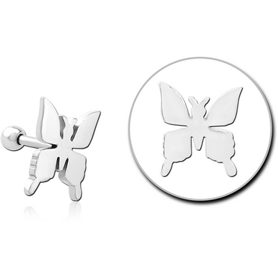 SURGICAL STEEL TRAGUS MICRO BARBELL - BUTTERFLY