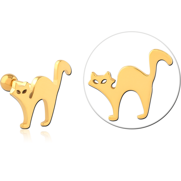 SURGICAL STEEL TWO TONE TRAGUS MICRO BARBELL - CAT